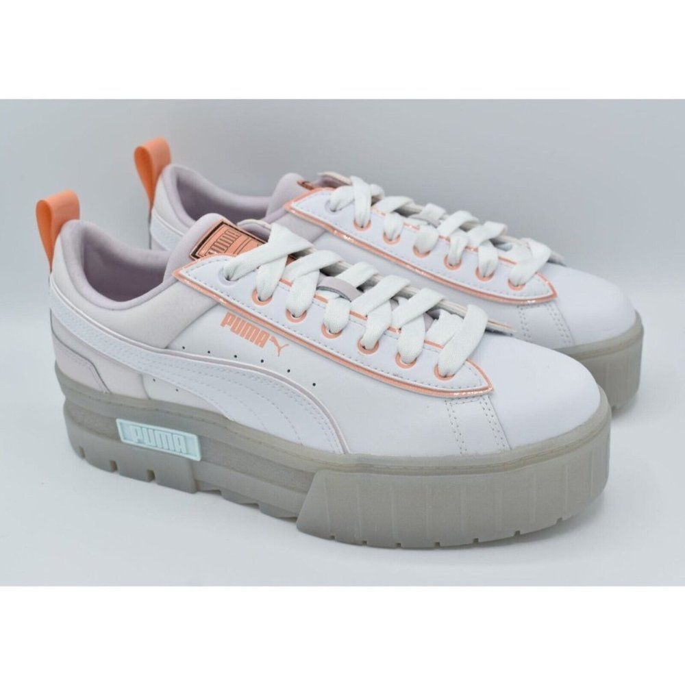 Puma Womens Size 9 Mayze White Pink Peach Summer Camp Platform Fashion Sneakers